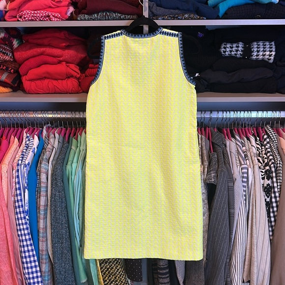 J crew fluorescent yellow/blue print sleeveless front hook/eye closure dress 00 - Picture 3 of 3